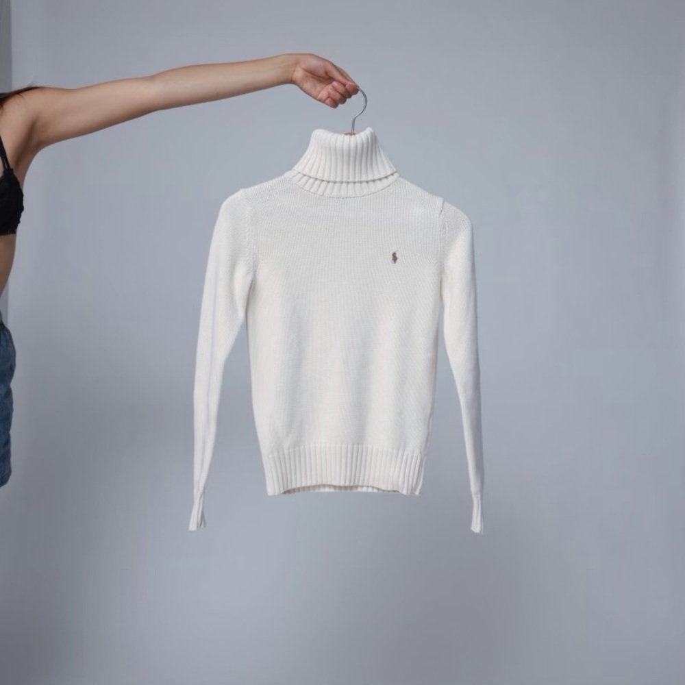 Cream white Ralph Lauren Knitted turtleneck sweater